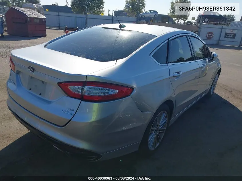 2014 Ford Fusion Se VIN: 3FA6P0H93ER361342 Lot: 40030963