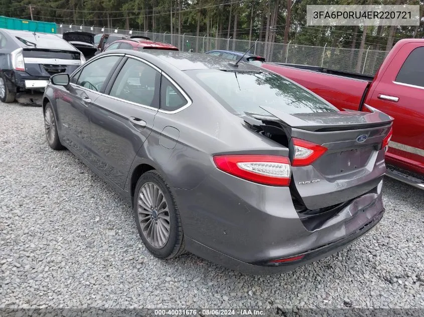 2014 Ford Fusion Hybrid Titanium VIN: 3FA6P0RU4ER220721 Lot: 40031676