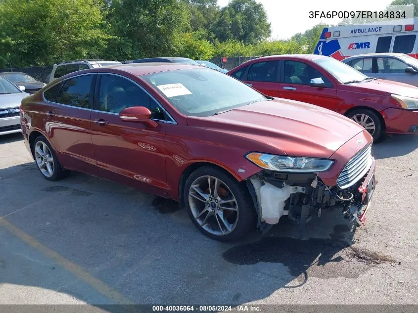 2014 Ford Fusion Titanium VIN: 3FA6P0D97ER184834 Lot: 40036064