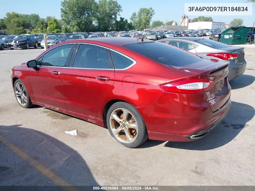 2014 Ford Fusion Titanium VIN: 3FA6P0D97ER184834 Lot: 40036064