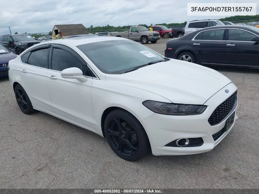 2014 Ford Fusion Se VIN: 3FA6P0HD7ER155767 Lot: 40052082