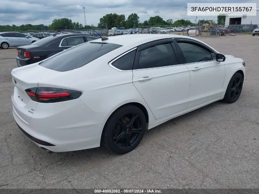 2014 Ford Fusion Se VIN: 3FA6P0HD7ER155767 Lot: 40052082