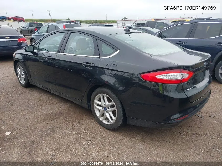 2014 Ford Fusion Se VIN: 3FA6P0H70ER149769 Lot: 40064476