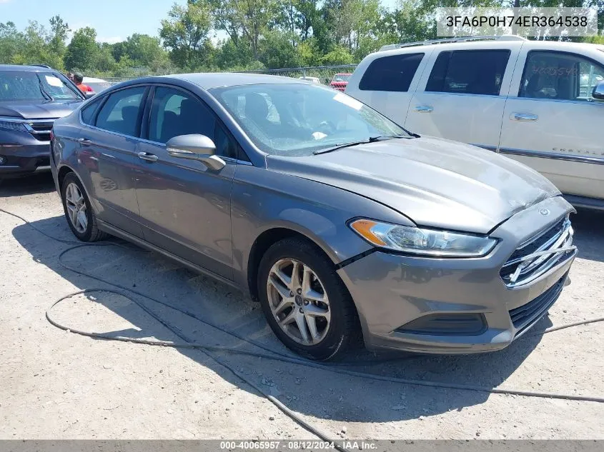 2014 Ford Fusion Se VIN: 3FA6P0H74ER364538 Lot: 40065957