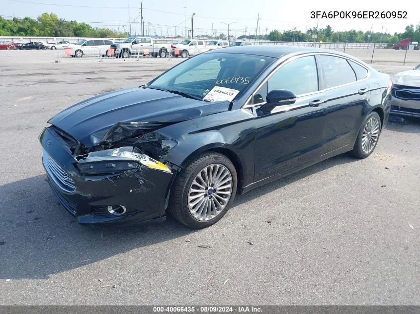 2014 Ford Fusion Titanium VIN: 3FA6P0K96ER260952 Lot: 40066435