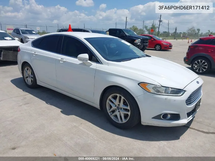 2014 Ford Fusion Se VIN: 3FA6P0HD6ER171412 Lot: 40069221