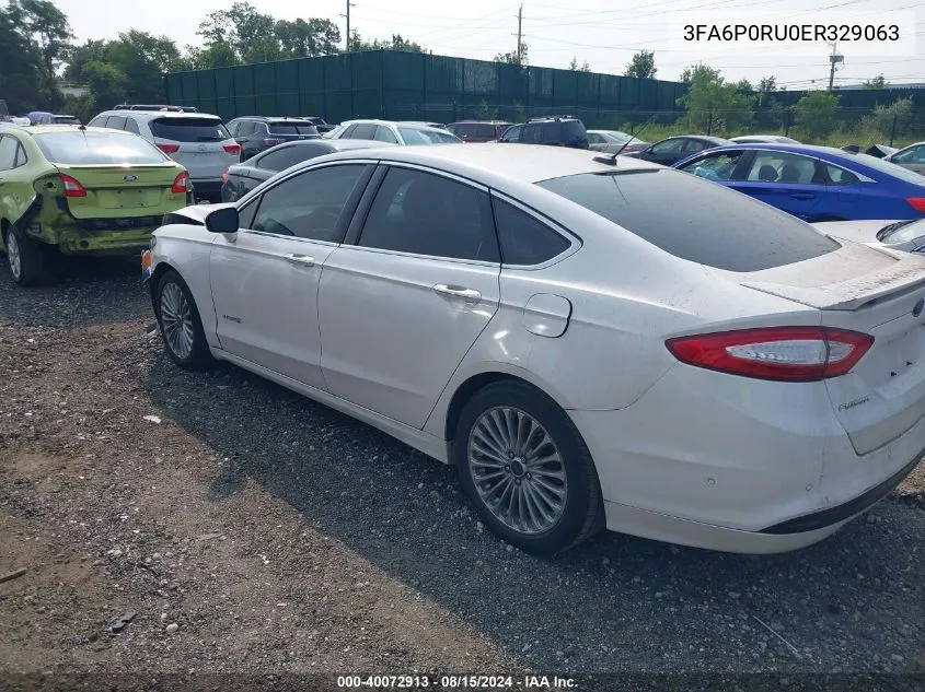 2014 Ford Fusion Hybrid Titanium VIN: 3FA6P0RU0ER329063 Lot: 40072913