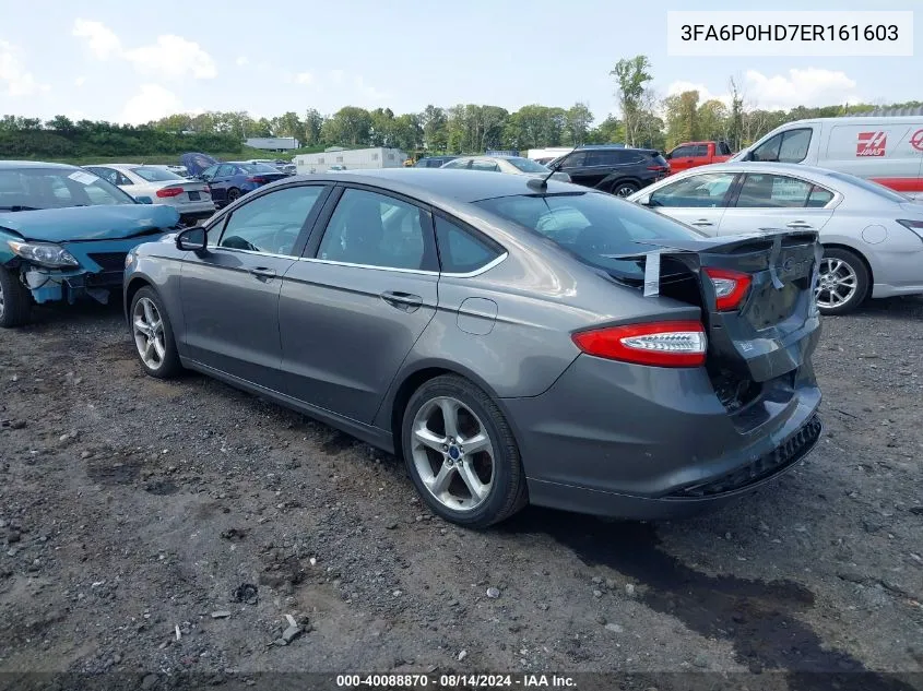 2014 Ford Fusion Se VIN: 3FA6P0HD7ER161603 Lot: 40088870