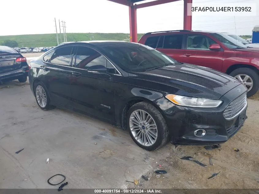 3FA6P0LU4ER153952 2014 Ford Fusion Hybrid Se