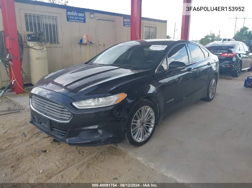 3FA6P0LU4ER153952 2014 Ford Fusion Hybrid Se