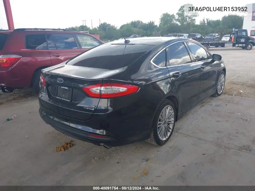 3FA6P0LU4ER153952 2014 Ford Fusion Hybrid Se