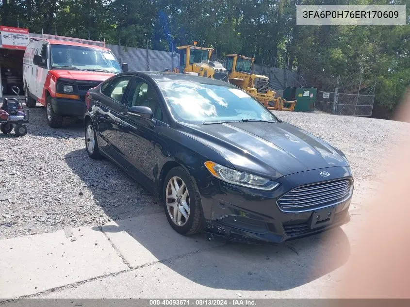 2014 Ford Fusion Se VIN: 3FA6P0H76ER170609 Lot: 40093571