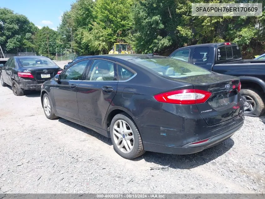 2014 Ford Fusion Se VIN: 3FA6P0H76ER170609 Lot: 40093571