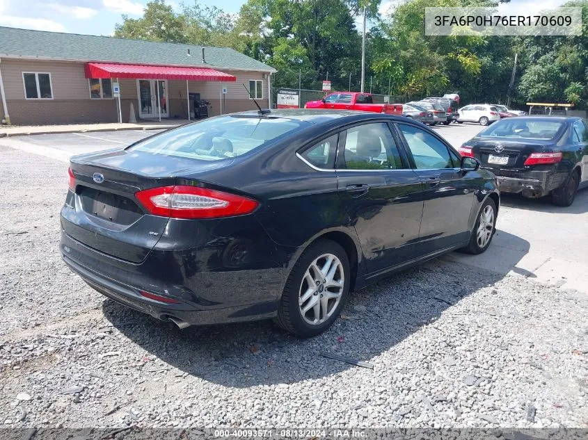 2014 Ford Fusion Se VIN: 3FA6P0H76ER170609 Lot: 40093571