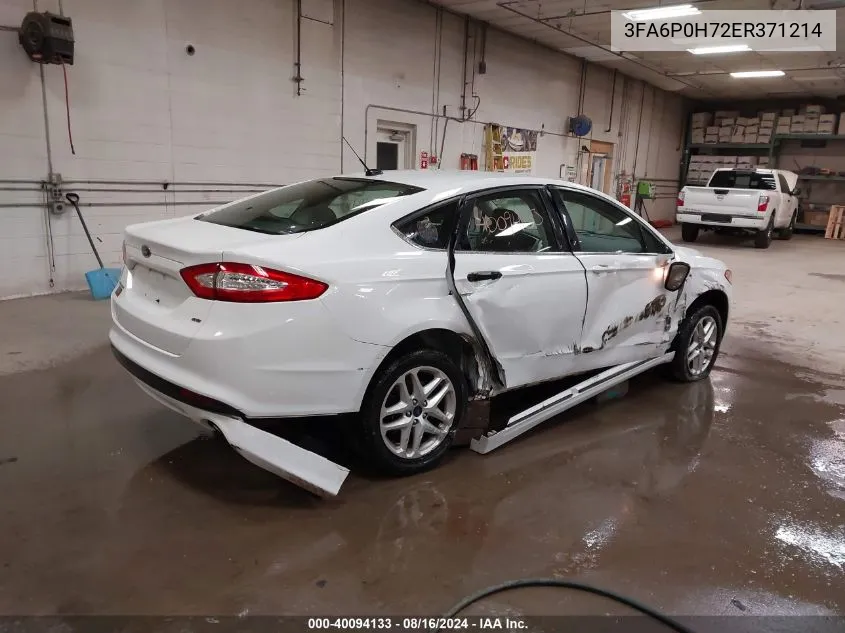 2014 Ford Fusion Se VIN: 3FA6P0H72ER371214 Lot: 40094133