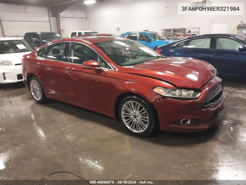 2014 Ford Fusion Se VIN: 3FA6P0H98ER321984 Lot: 40099575