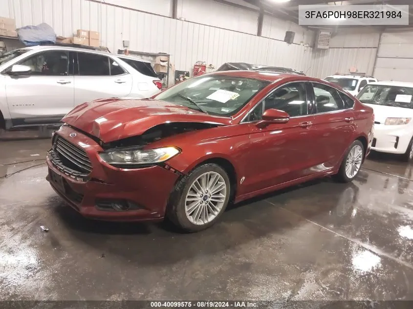 2014 Ford Fusion Se VIN: 3FA6P0H98ER321984 Lot: 40099575