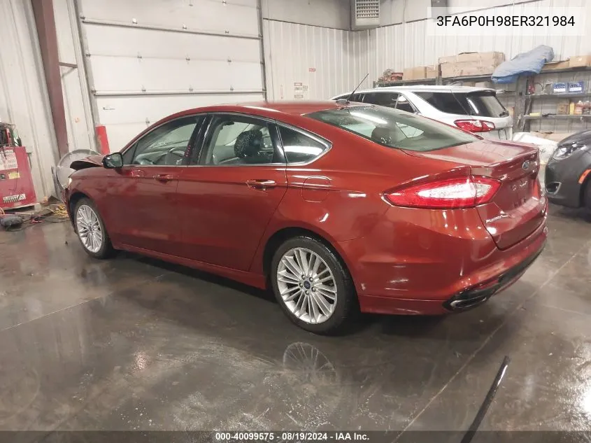 2014 Ford Fusion Se VIN: 3FA6P0H98ER321984 Lot: 40099575