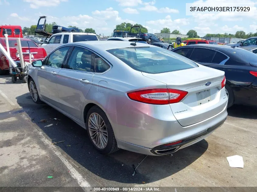 2014 Ford Fusion Se VIN: 3FA6P0H93ER175929 Lot: 40100949