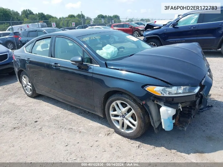 2014 Ford Fusion Se VIN: 3FA6P0HD2ER172783 Lot: 40102830