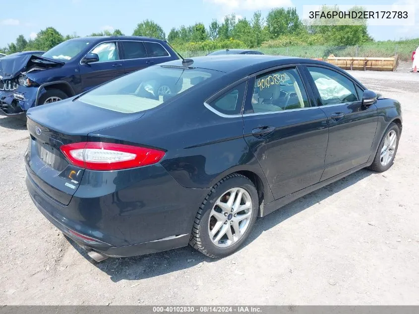 2014 Ford Fusion Se VIN: 3FA6P0HD2ER172783 Lot: 40102830