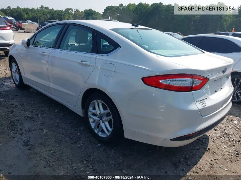 3FA6P0HD4ER181954 2014 Ford Fusion Se