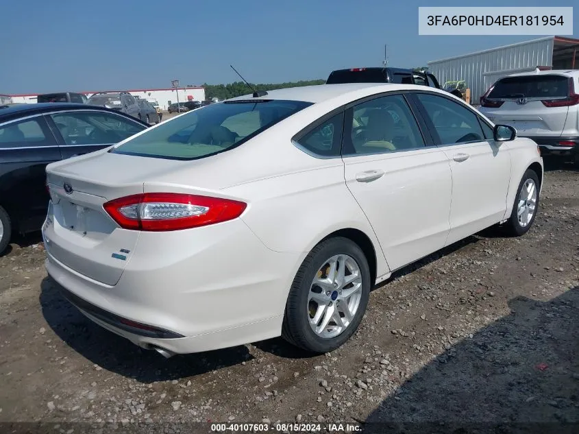 3FA6P0HD4ER181954 2014 Ford Fusion Se