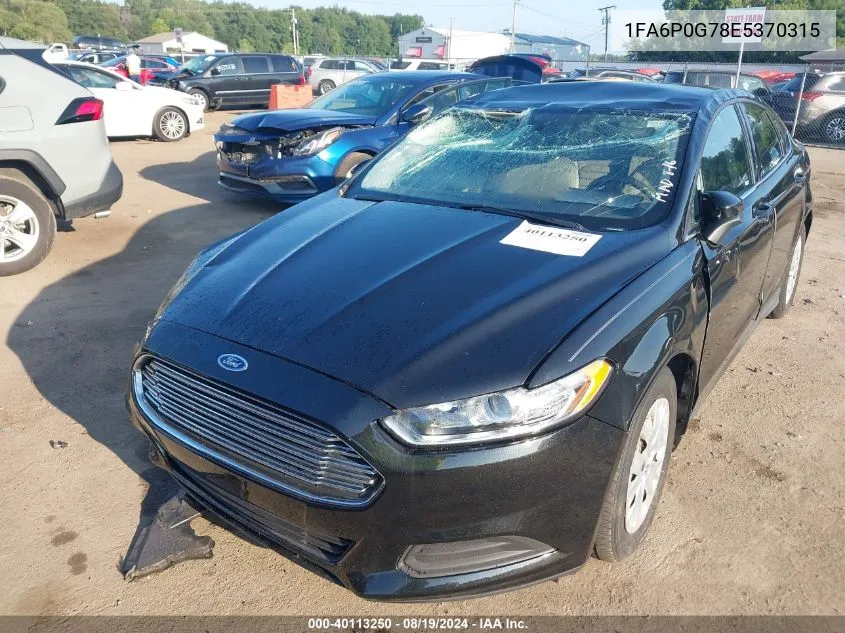 2014 Ford Fusion S VIN: 1FA6P0G78E5370315 Lot: 40113250