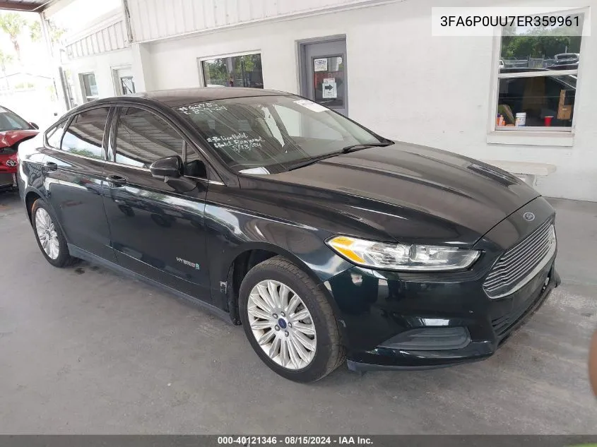 2014 Ford Fusion S Hybrid VIN: 3FA6P0UU7ER359961 Lot: 40121346