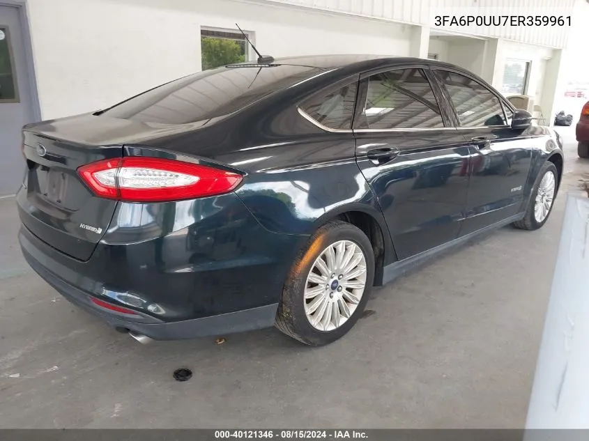 2014 Ford Fusion S Hybrid VIN: 3FA6P0UU7ER359961 Lot: 40121346