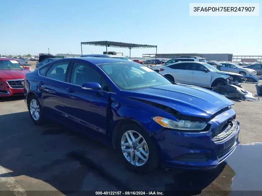 2014 Ford Fusion Se VIN: 3FA6P0H75ER247907 Lot: 40122157