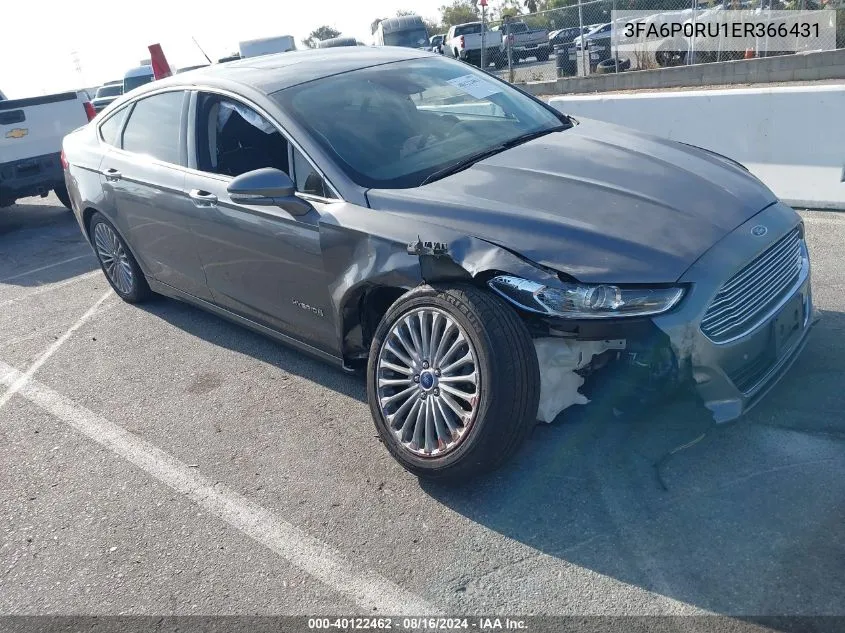 2014 Ford Fusion Hybrid Titanium VIN: 3FA6P0RU1ER366431 Lot: 40122462