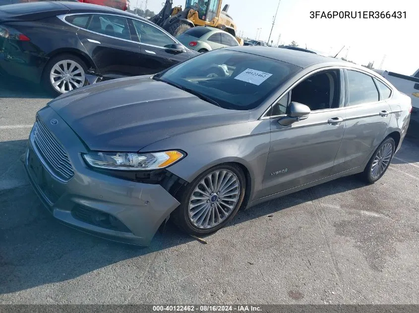 2014 Ford Fusion Hybrid Titanium VIN: 3FA6P0RU1ER366431 Lot: 40122462