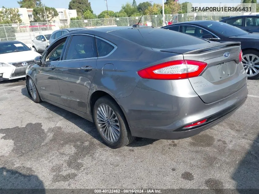 2014 Ford Fusion Hybrid Titanium VIN: 3FA6P0RU1ER366431 Lot: 40122462