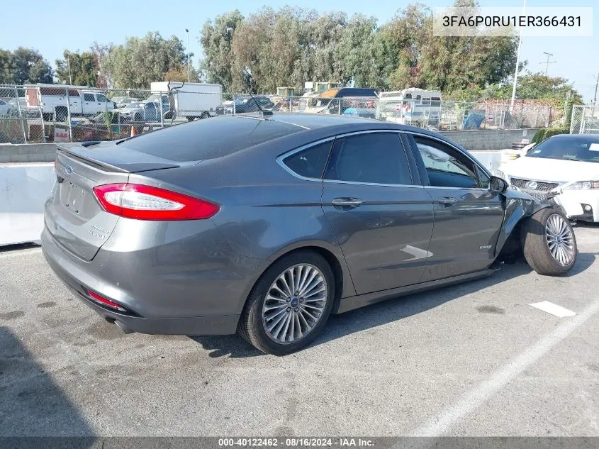 2014 Ford Fusion Hybrid Titanium VIN: 3FA6P0RU1ER366431 Lot: 40122462