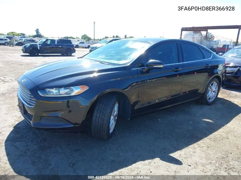 2014 Ford Fusion Se VIN: 3FA6P0HD8ER366928 Lot: 40126929