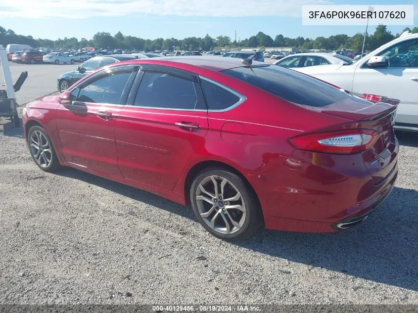 2014 Ford Fusion Titanium VIN: 3FA6P0K96ER107620 Lot: 40129486