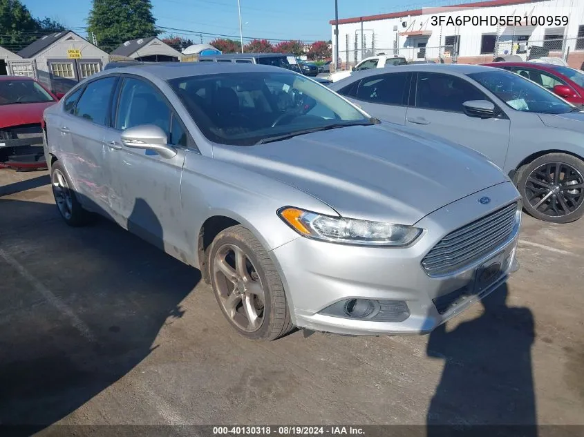 2014 Ford Fusion Se VIN: 3FA6P0HD5ER100959 Lot: 40130318