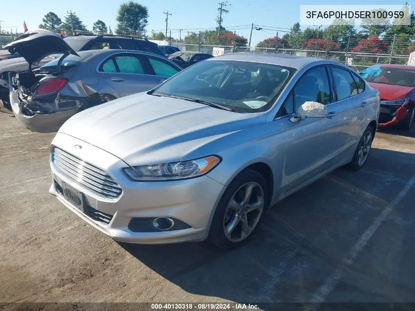 2014 Ford Fusion Se VIN: 3FA6P0HD5ER100959 Lot: 40130318