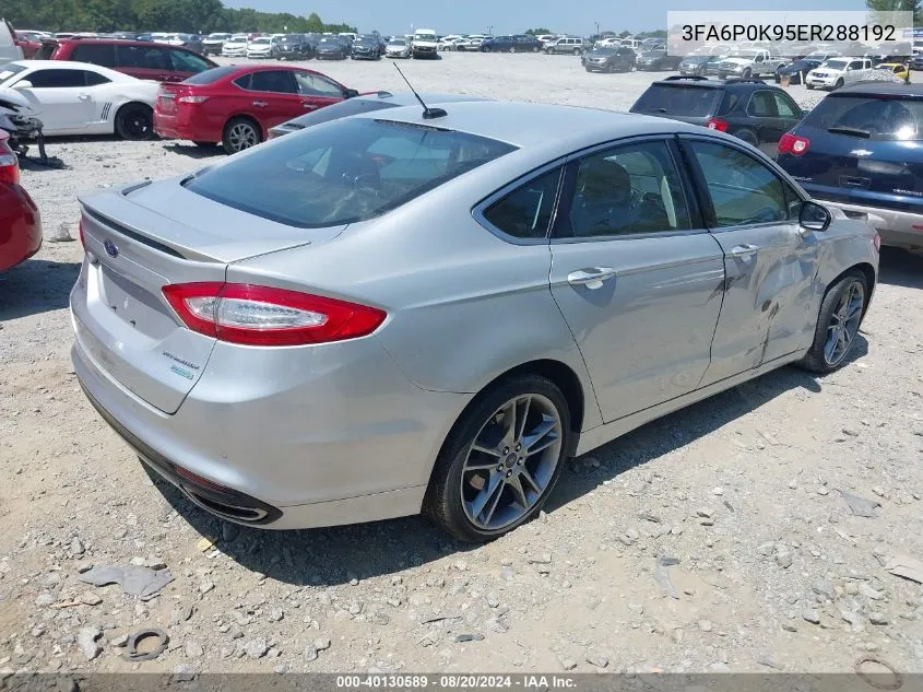 2014 Ford Fusion Titanium VIN: 3FA6P0K95ER288192 Lot: 40130589