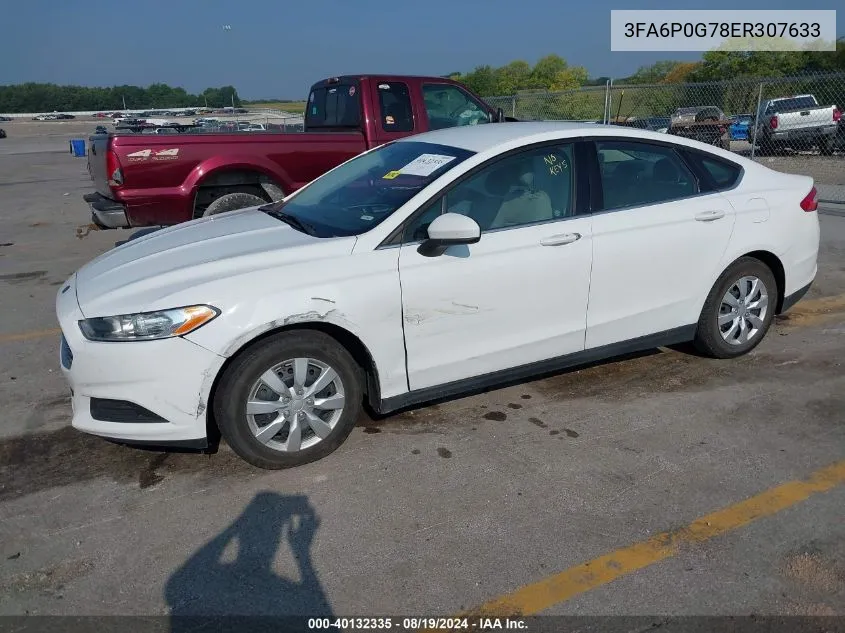 2014 Ford Fusion S VIN: 3FA6P0G78ER307633 Lot: 40132335