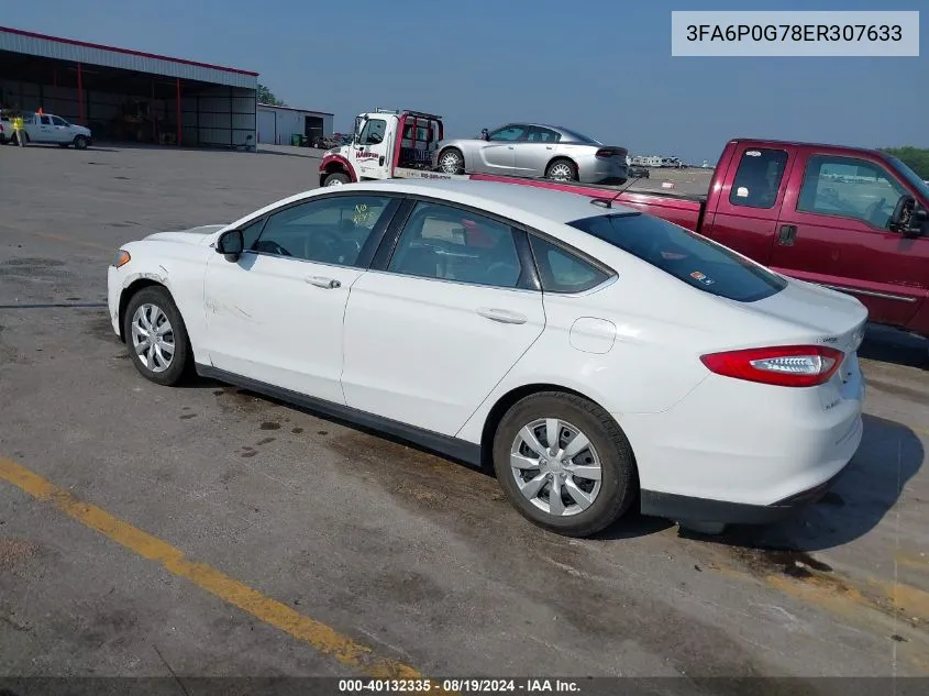 2014 Ford Fusion S VIN: 3FA6P0G78ER307633 Lot: 40132335