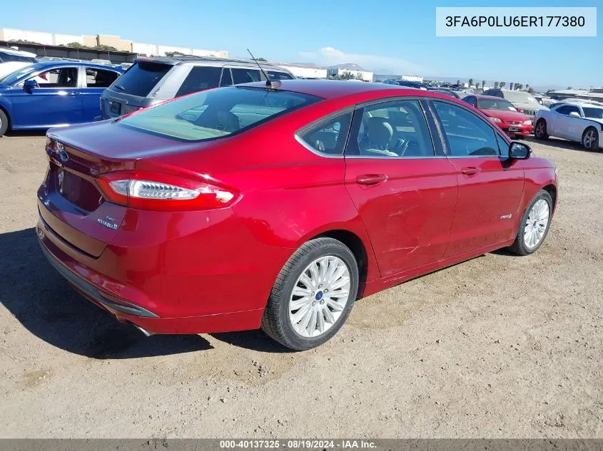 2014 Ford Fusion Hybrid Se VIN: 3FA6P0LU6ER177380 Lot: 40137325