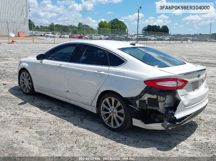 2014 Ford Fusion Titanium VIN: 3FA6P0K98ER304000 Lot: 40137986