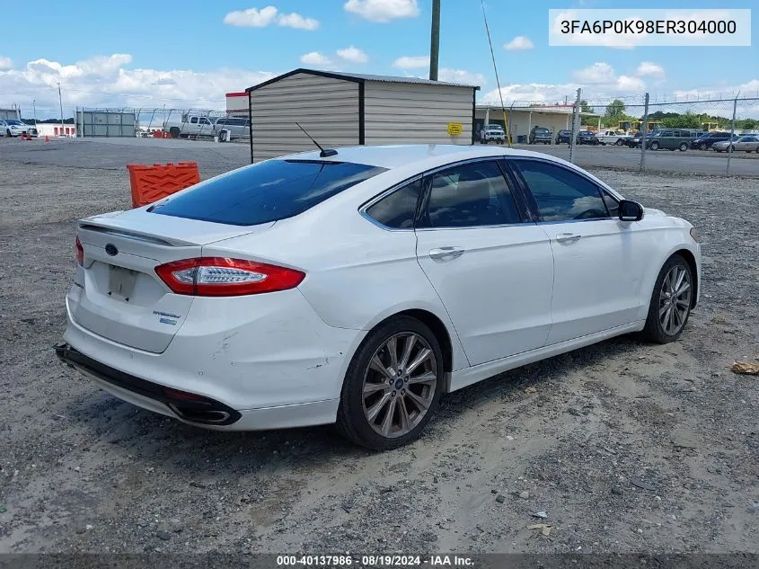 3FA6P0K98ER304000 2014 Ford Fusion Titanium