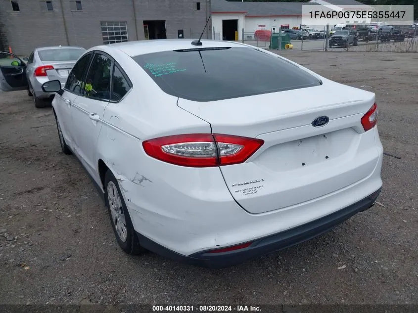 2014 Ford Fusion S VIN: 1FA6P0G75E5355447 Lot: 40140331