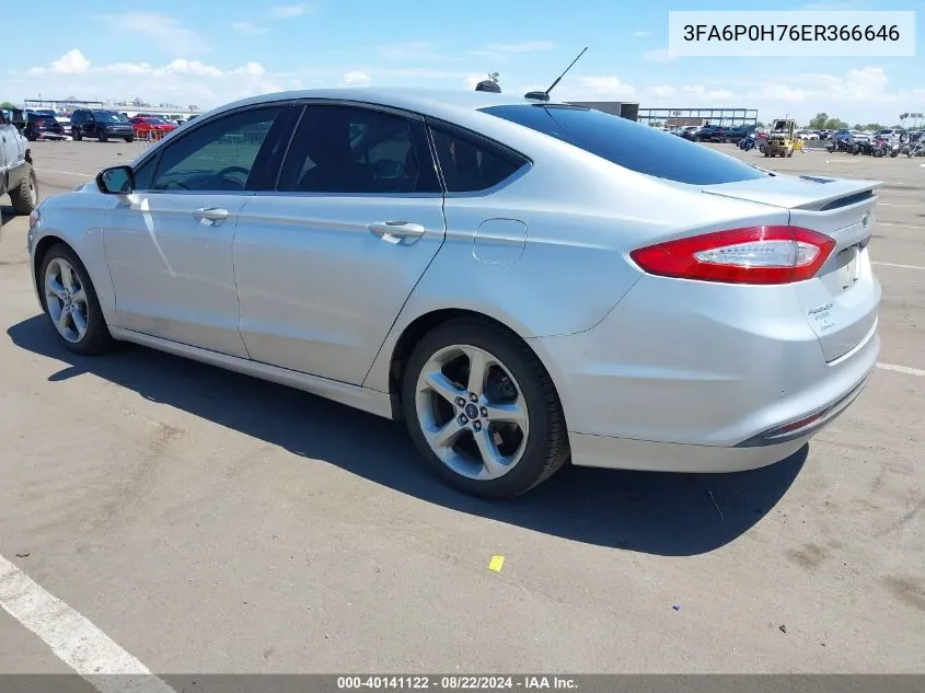 2014 Ford Fusion Se VIN: 3FA6P0H76ER366646 Lot: 40141122