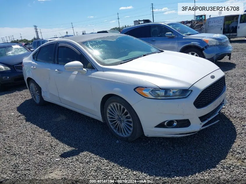 2014 Ford Fusion Hybrid Titanium VIN: 3FA6P0RU3ER216708 Lot: 40141194