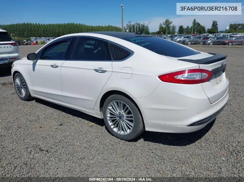 2014 Ford Fusion Hybrid Titanium VIN: 3FA6P0RU3ER216708 Lot: 40141194