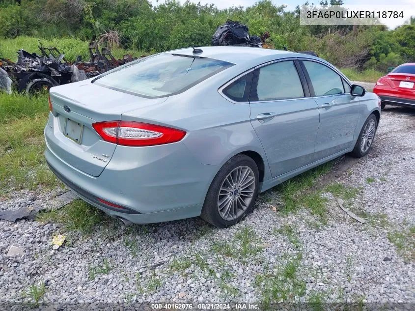 2014 Ford Fusion Hybrid Se Hybrid VIN: 3FA6P0LUXER118784 Lot: 40162076